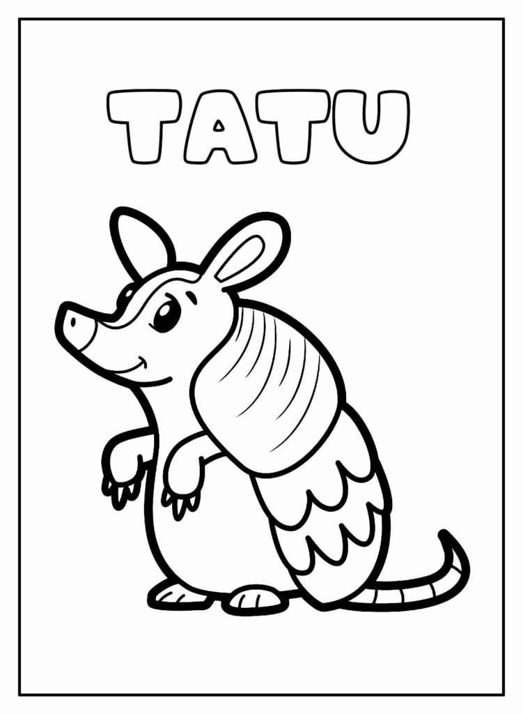 Desenho Educativo de Tatu para colorir