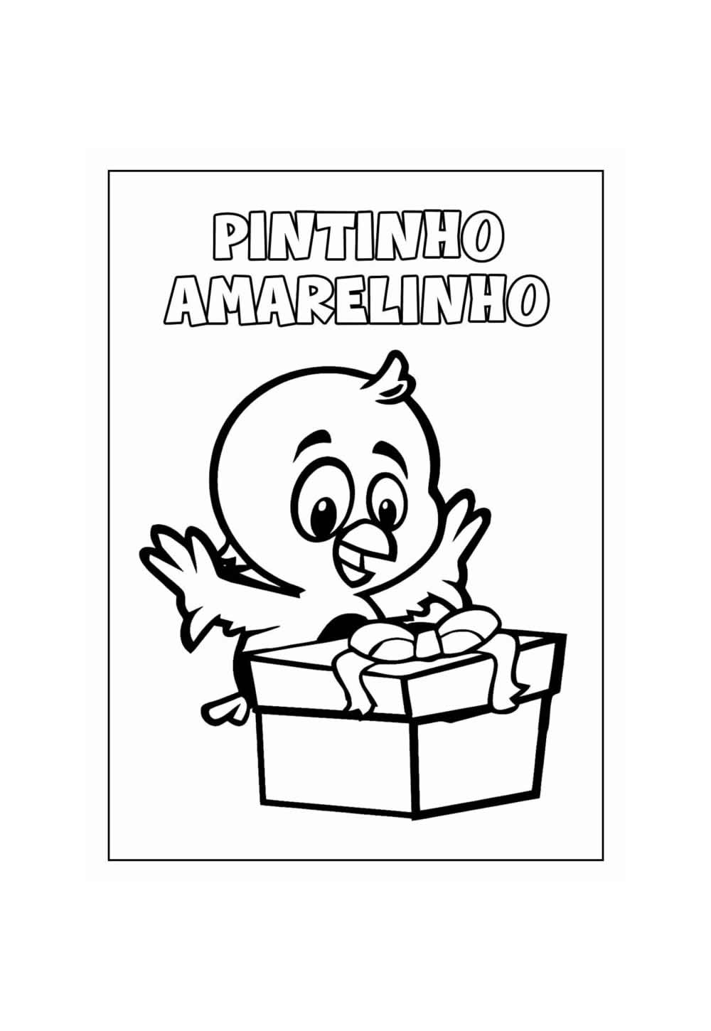 Desenho Educativo de Pintinho Amarelinho para colorir
