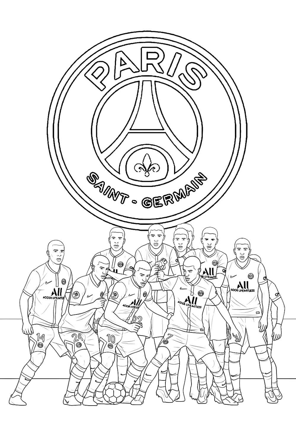 Desenho do PSG para colorir