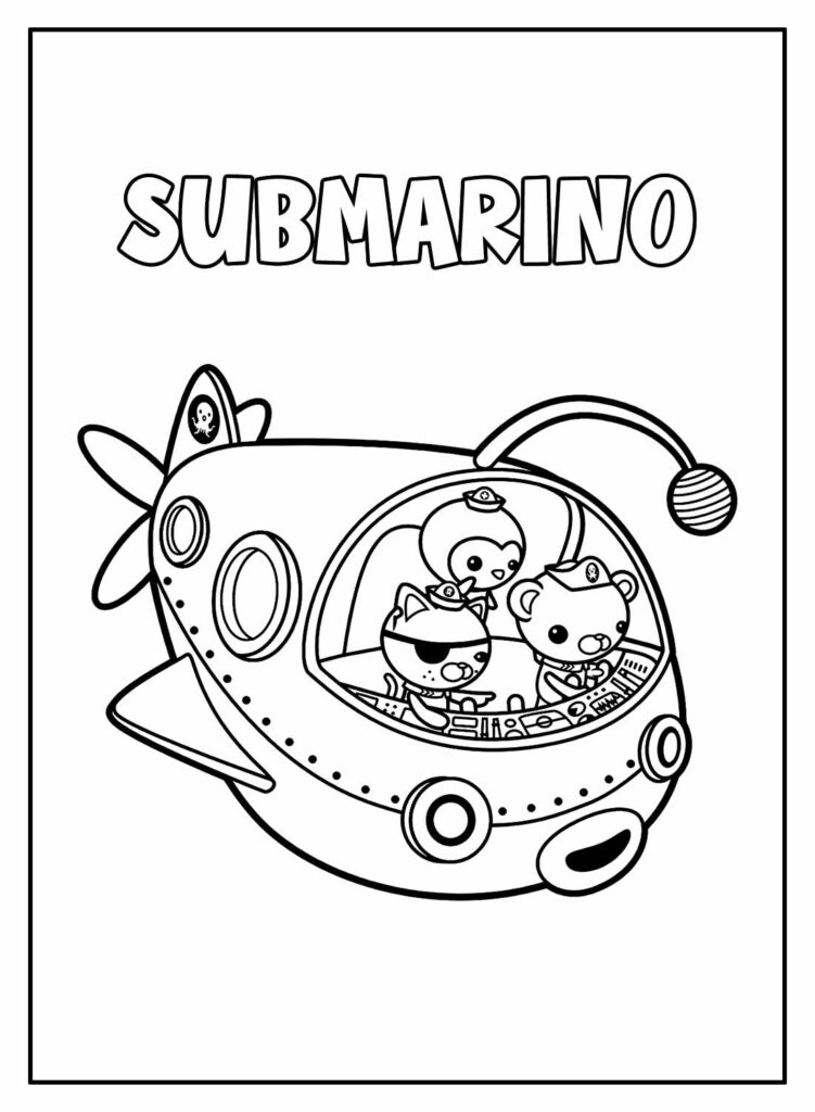 Desenho Educativo de Submarino para pintar