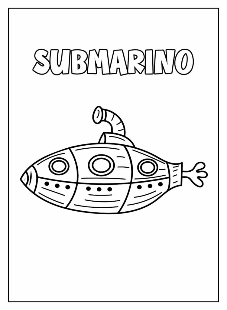 Desenho Educativo de Submarino para pintar
