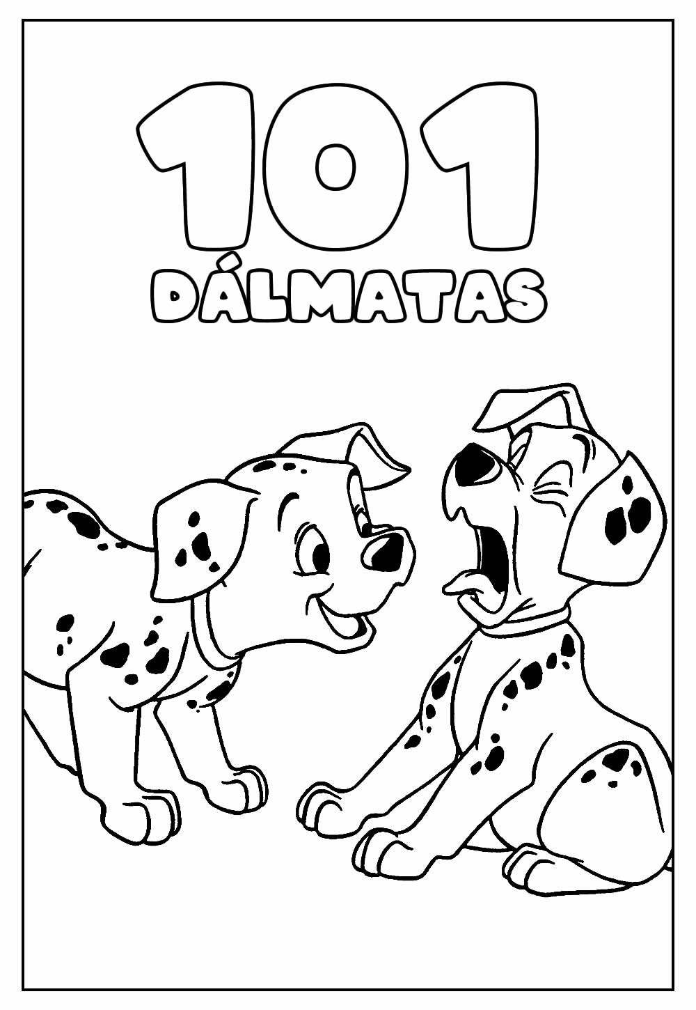 Desenho Educativo dos 101 Dálmatas para colorir