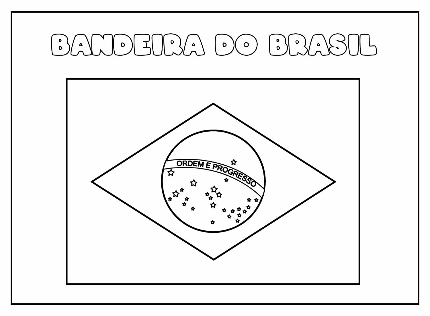 Desenhos da Bandeira do Brasil para colorir - Bora Colorir