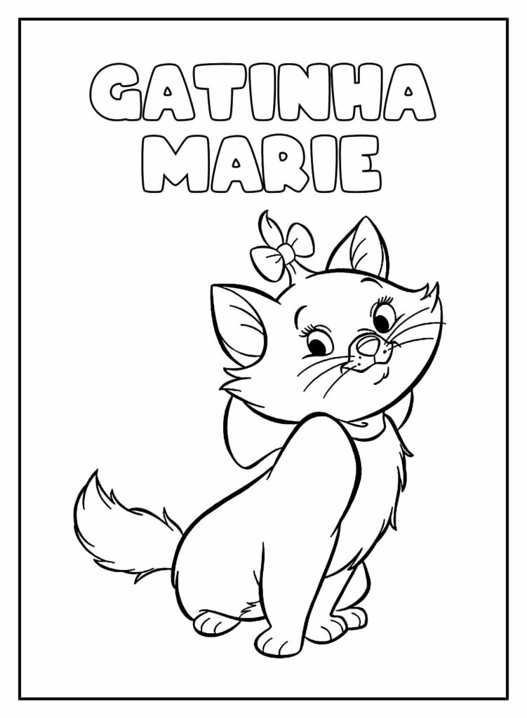 Desenho Educativo da Gatinha Marie para colorir