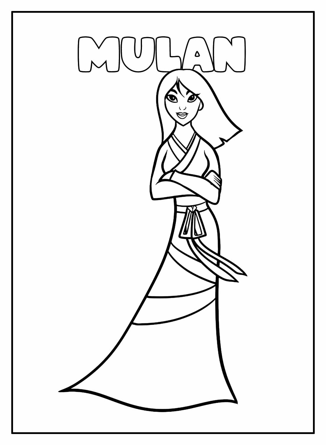 Desenho Educativo de Mulan para colorir