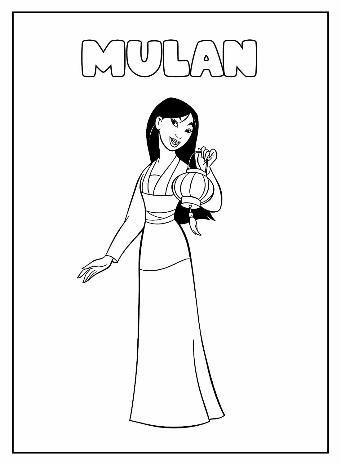 Desenho Educativo para colorir de Mulan