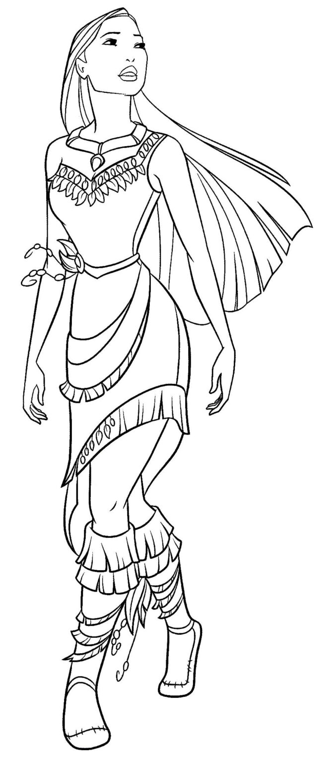 Desenhos da Pocahontas para colorir - Bora Colorir