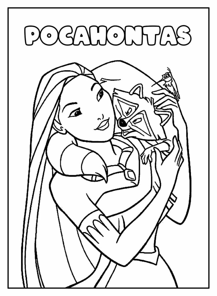 Desenho Educativo da Pocahontas para colorir