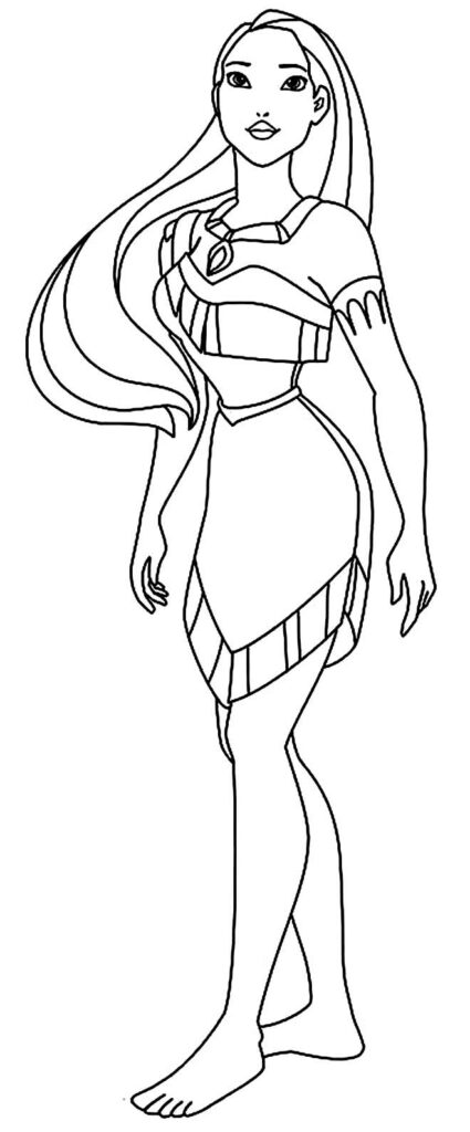 Desenho da Pocahontas para colorir