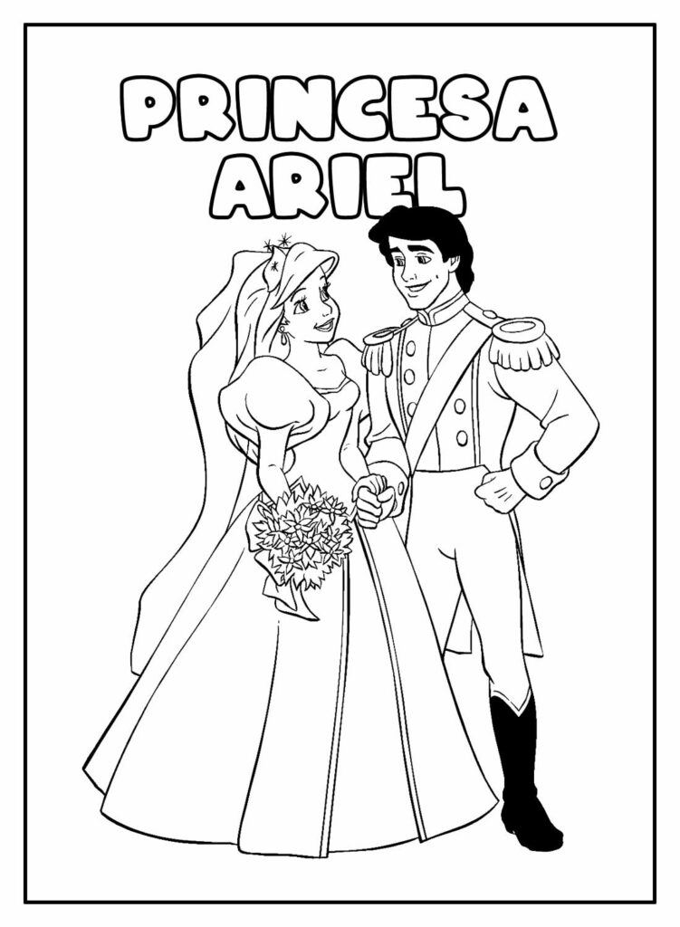Desenho Educativo da Princesa Ariel para colorir