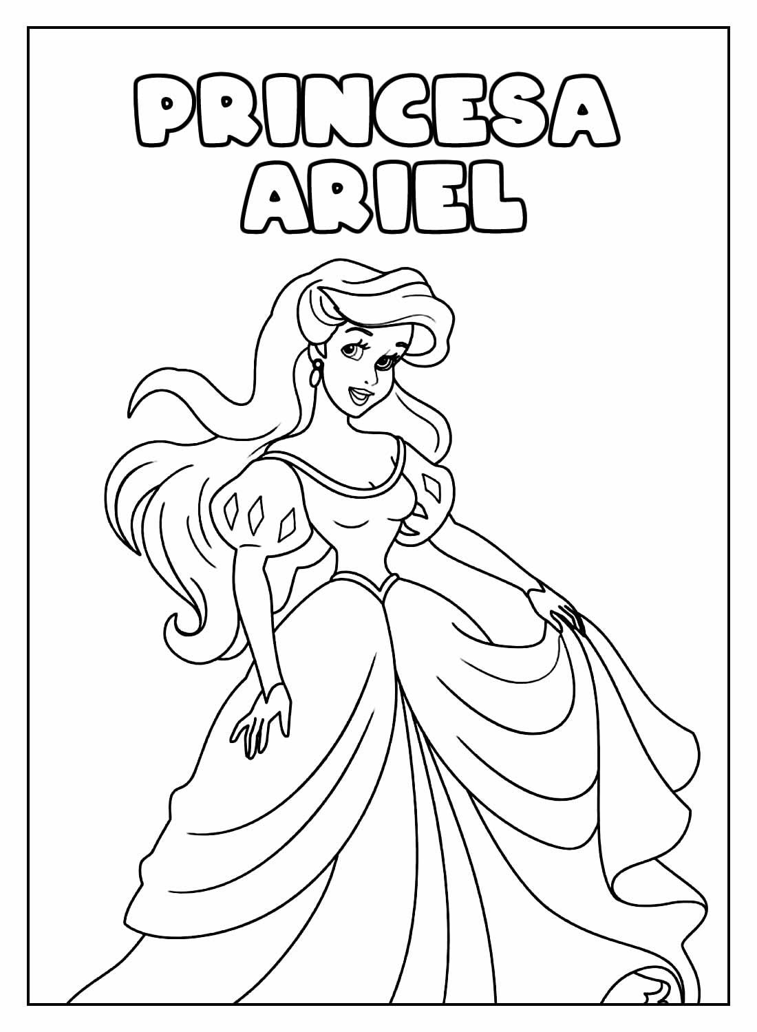 Desenhos da Princesa Ariel para colorir - Bora Colorir