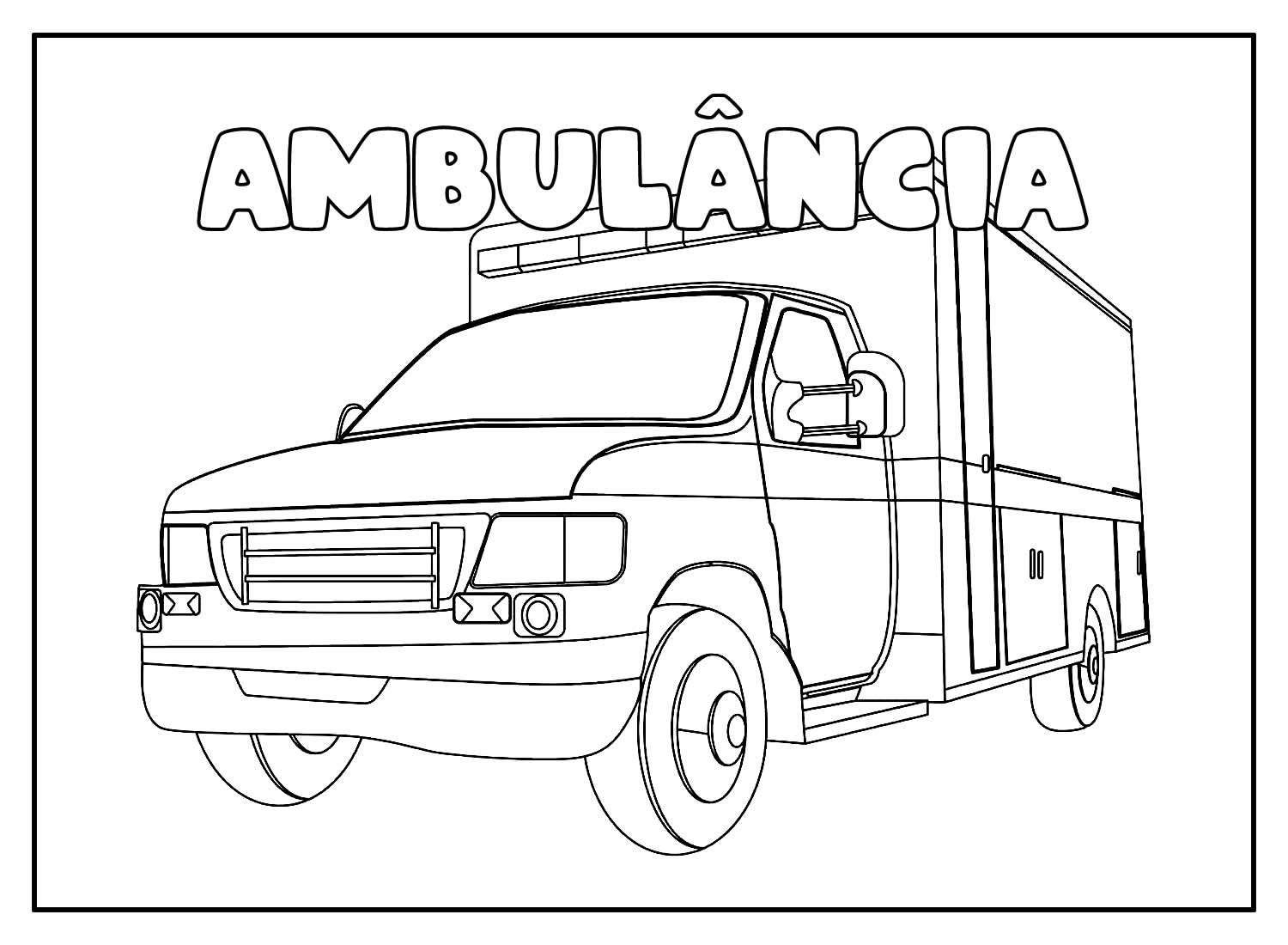 Desenho Educativo de Ambulância para colorir