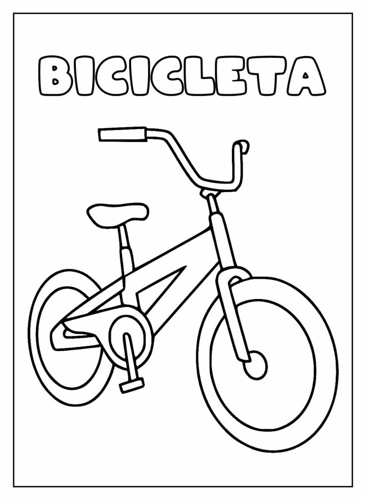 Desenho Educativo de Bicicleta para colorir