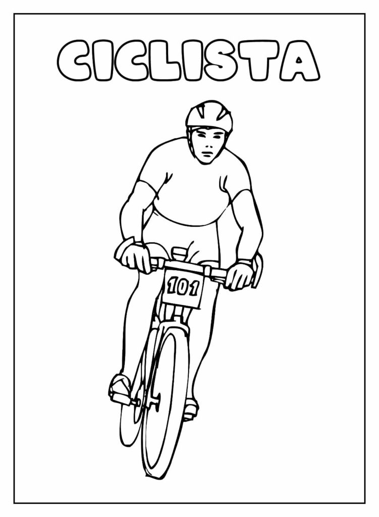 Desenho Educativo de Ciclista para colorir