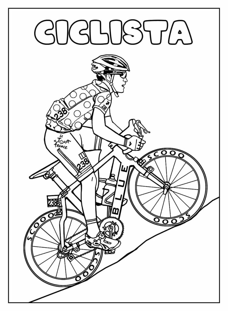Desenho Educativo de Ciclista para colorir