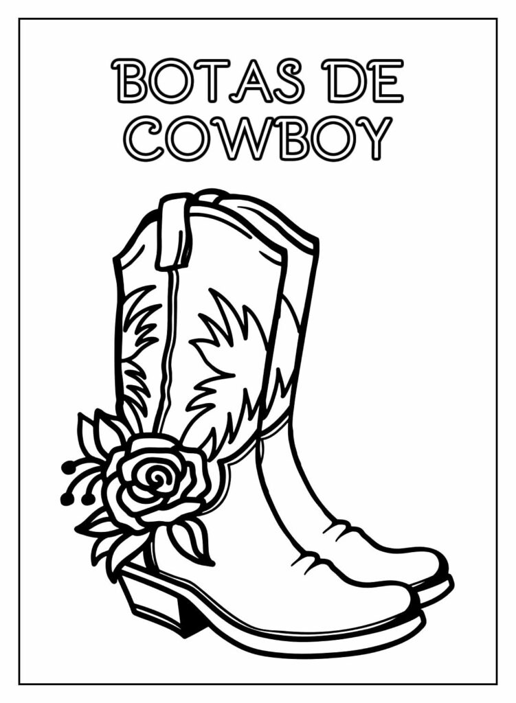 Desenho Educativo de Bota de Cowboy para colorir