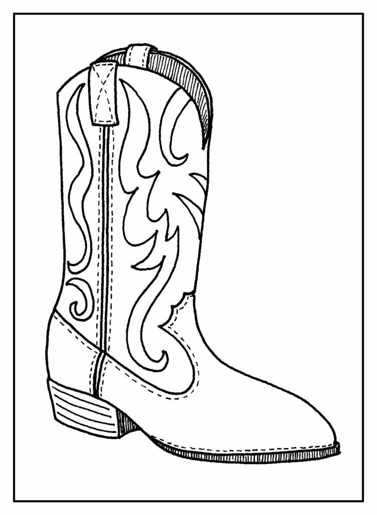 Desenho para colorir de Bota de Cowboy