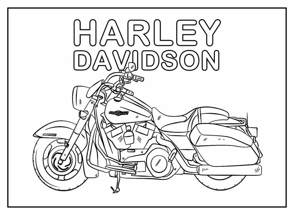 Desenhos para colorir de desenho de motoqueiros com suas harley davidson  para colorir 