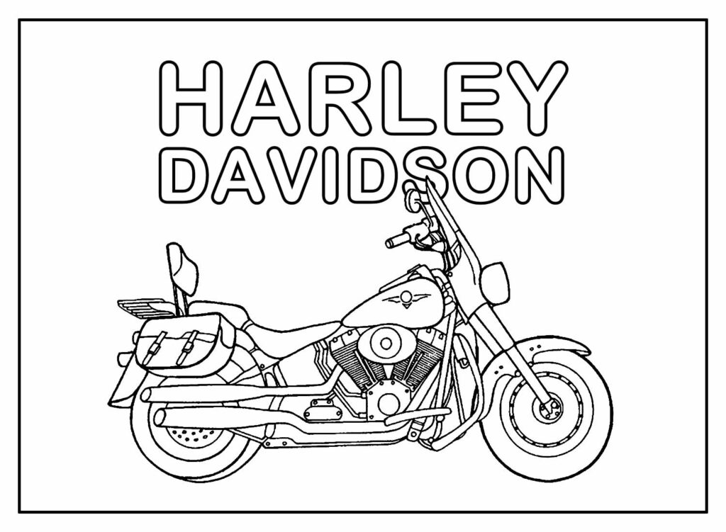 Desenhos para colorir de desenho de motoqueiros com suas harley davidson  para colorir 