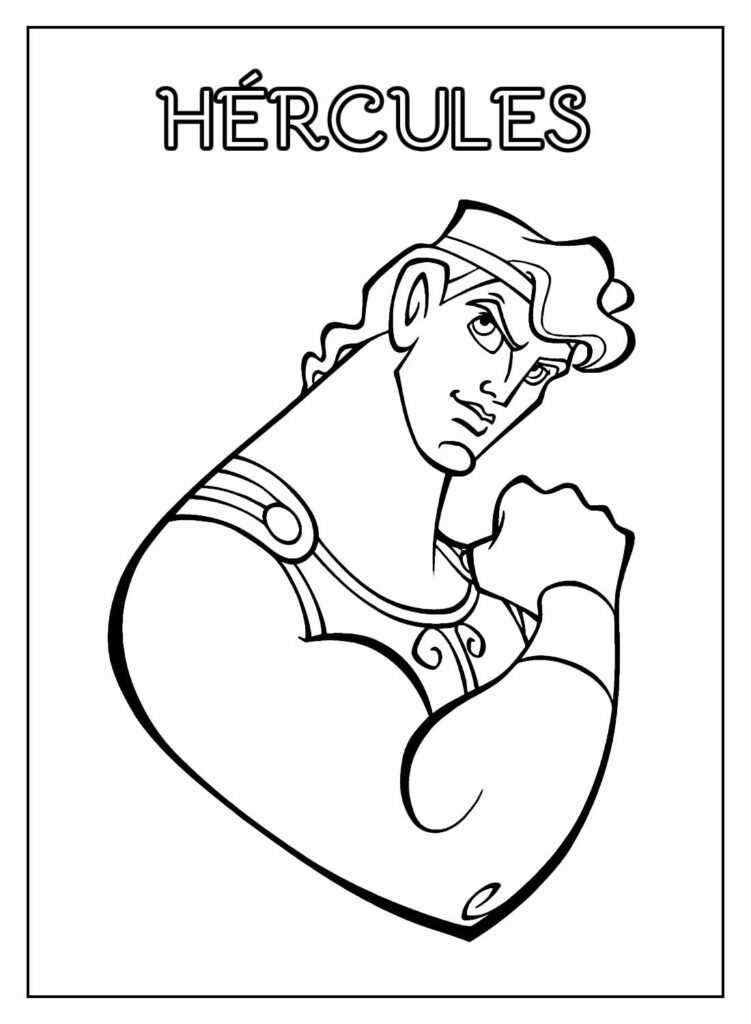Desenho Educativo de Hércules para pintar