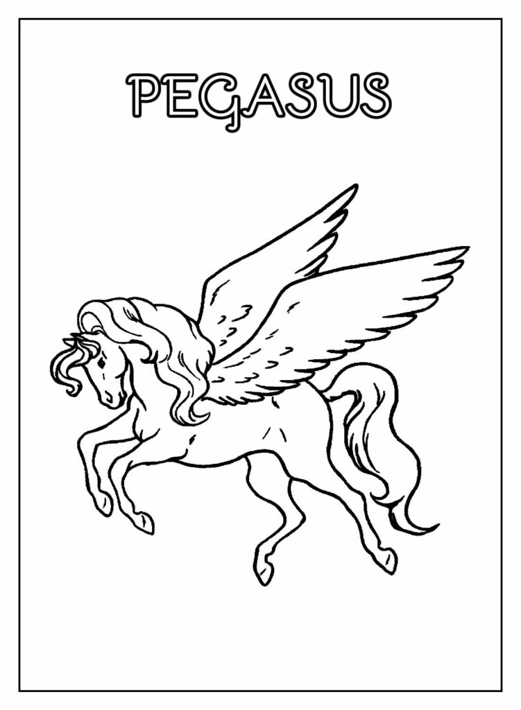 Desenho Educativo de Pegasus para pintar
