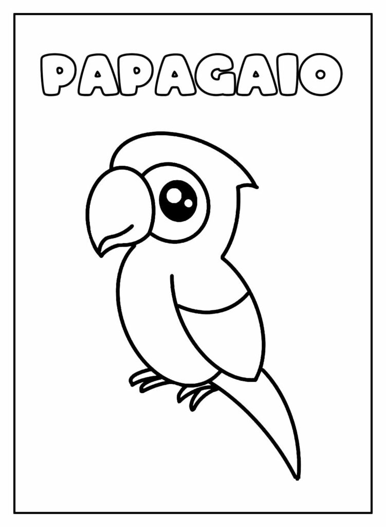 Desenho Educativo de Papagaio para colorir