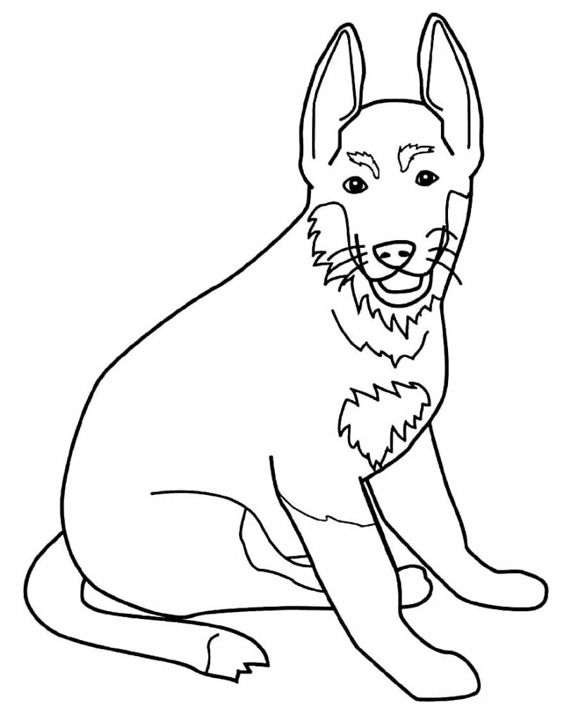 Colorir desenho de cachorro Pastor Alemão