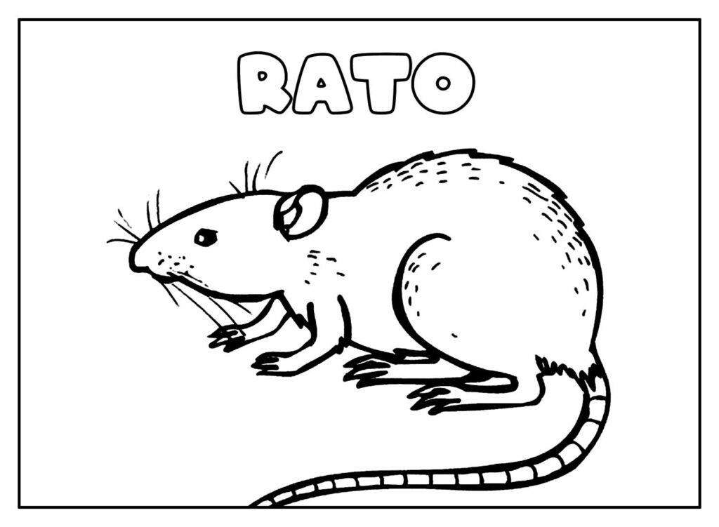 Desenho Educativo de Rato para colorir