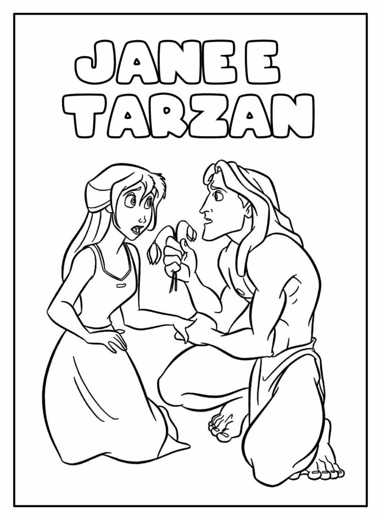 Desenho Educativo de Tarzan e Jane