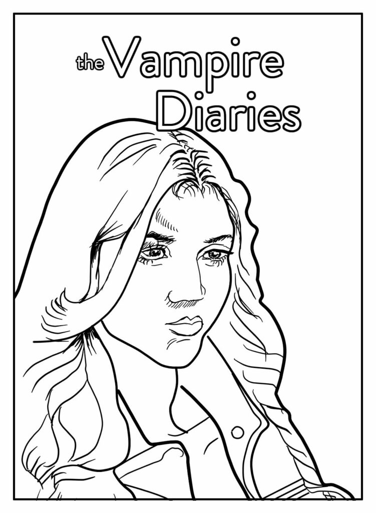 Desenho com nome de The Vampire Diaries para colorir