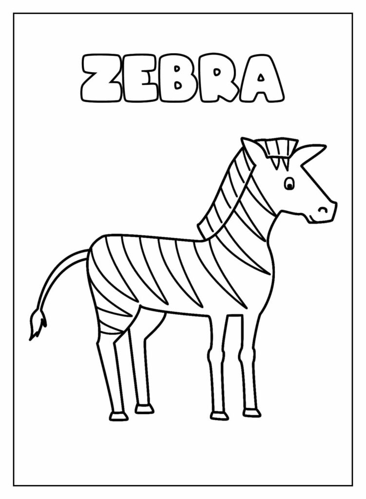 Desenho Educativo de Zebra para colorir