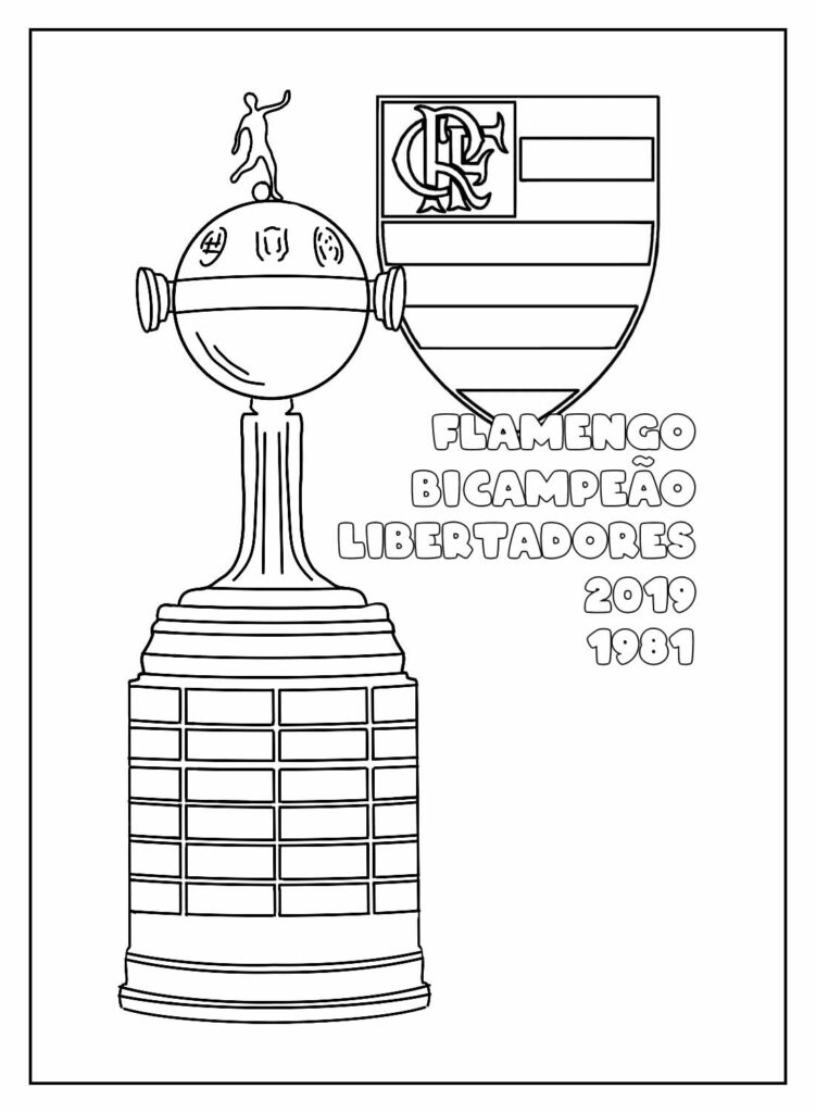 Troféu da Libertadores para colorir - Flamengo Campeão - Desenho Educativo para colorir