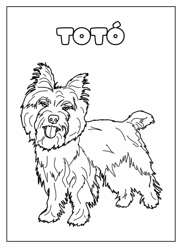 Desenho Educativo de Totó para colorir - Mágico de Oz