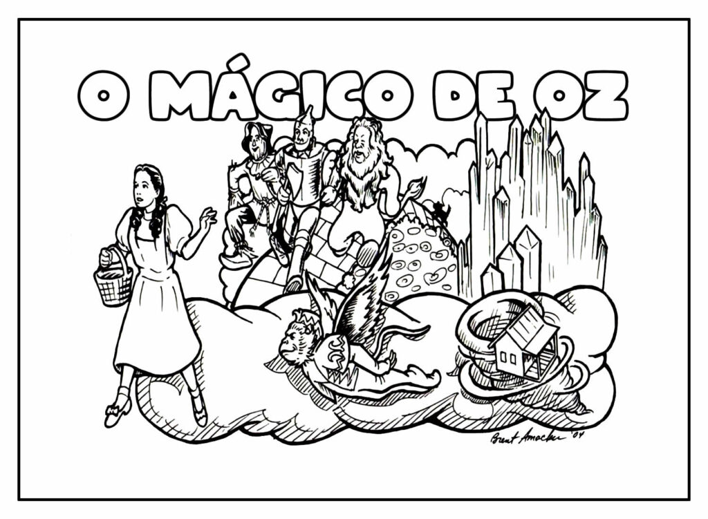Desenho Educativo do Mágico de Oz para colorir