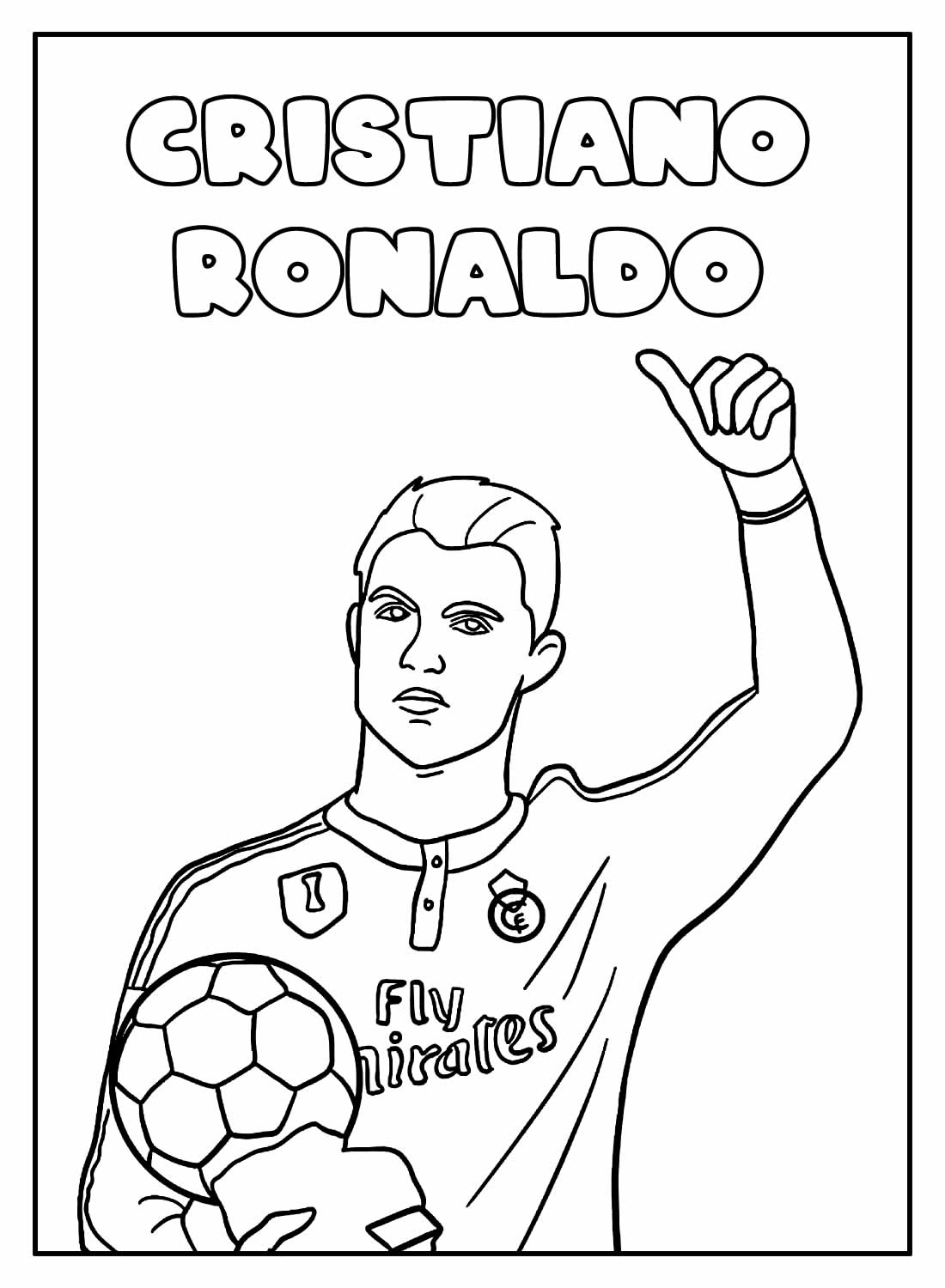Desenho Educativo do Cristiano Ronaldo para colorir