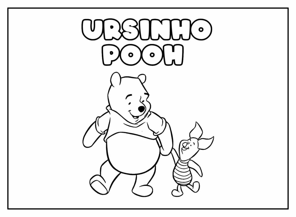 Desenho Educativo do Ursinho Pooh para pintar