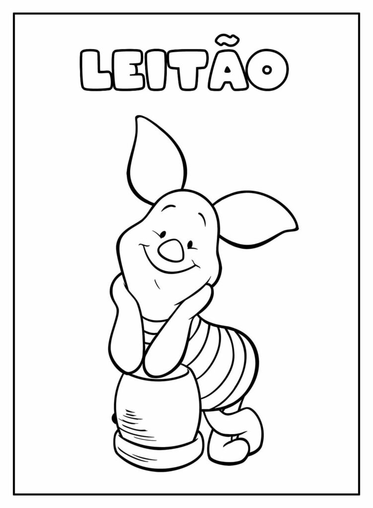 Desenho Educativo para colorir do Leitão - Ursinho Pooh