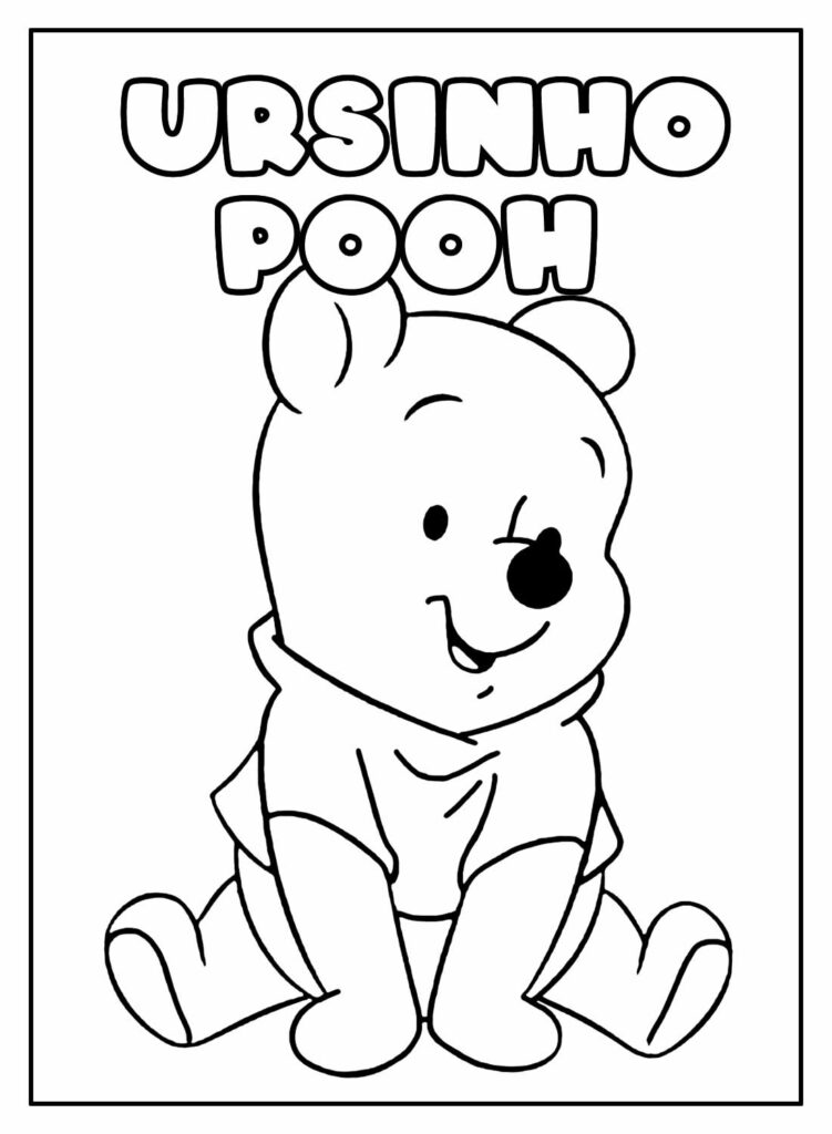 Desenho Educativo do Ursinho Pooh para pintar