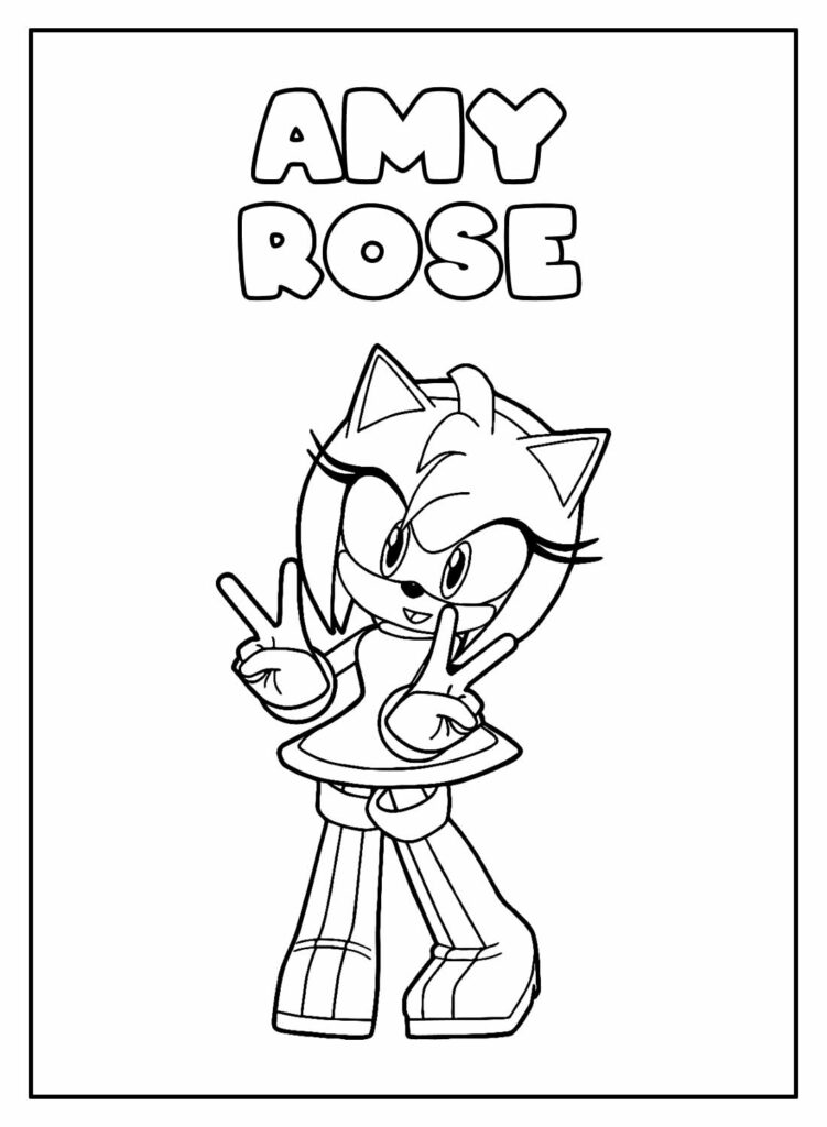 Desenhos da Amy Rose para colorir - Bora Colorir