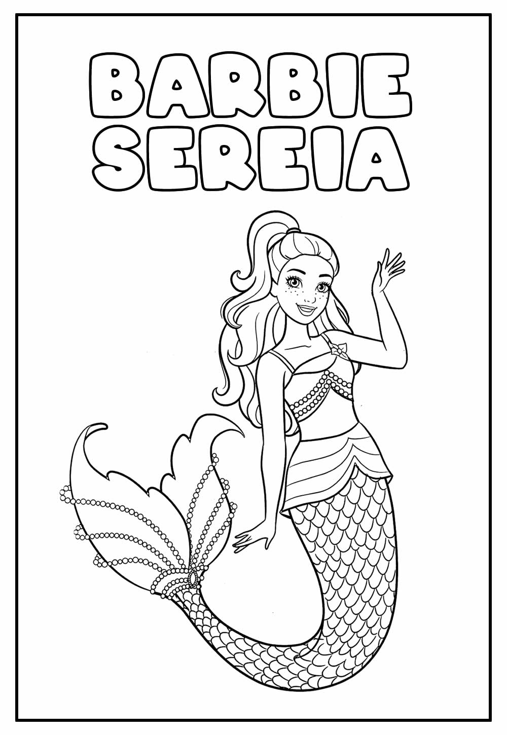 Desenho Educativo para pintar da Barbie Sereia