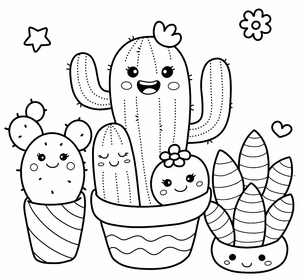 Desenhos de Cactos para colorir - Bora Colorir