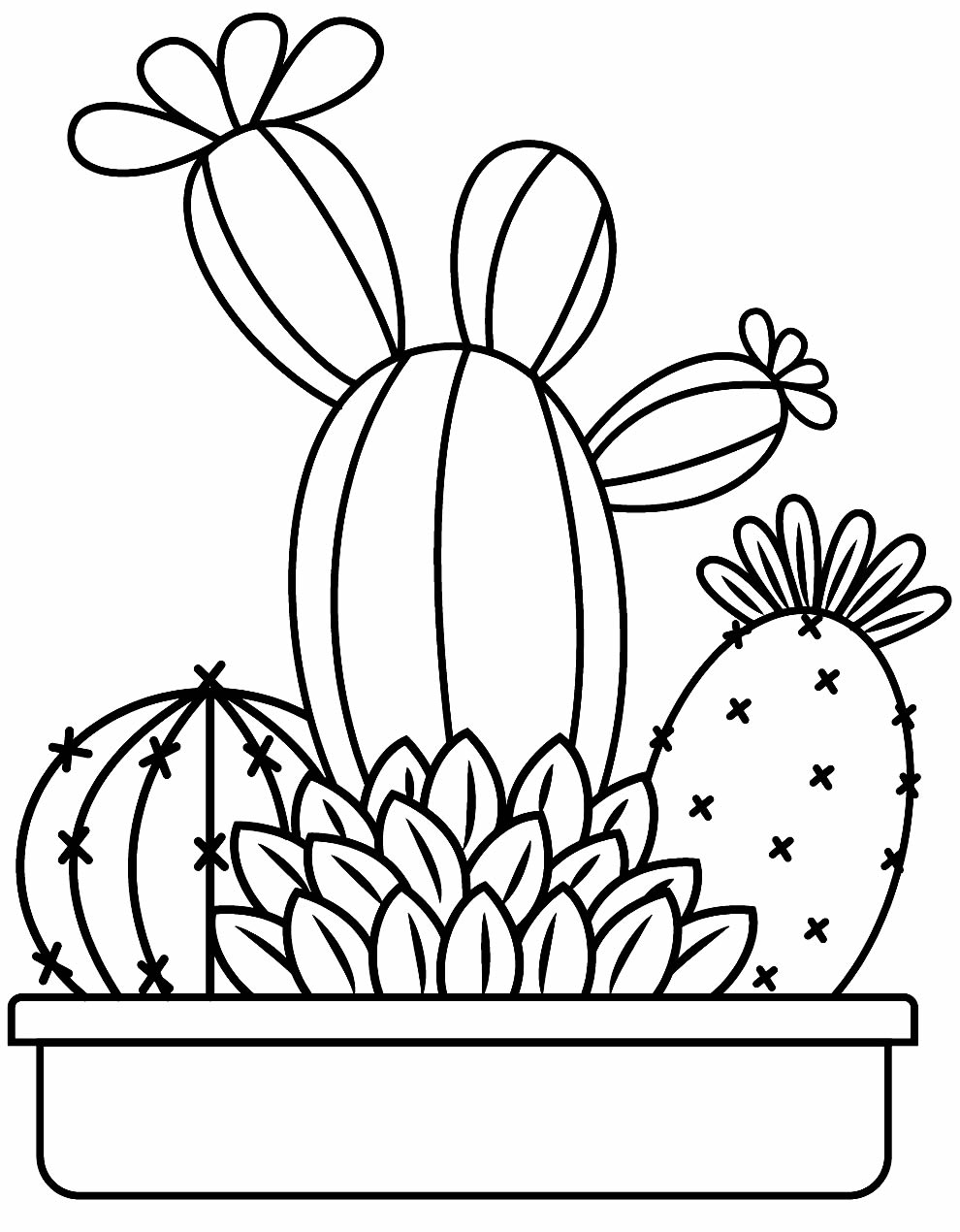 Desenhos de Cactos para colorir - Bora Colorir