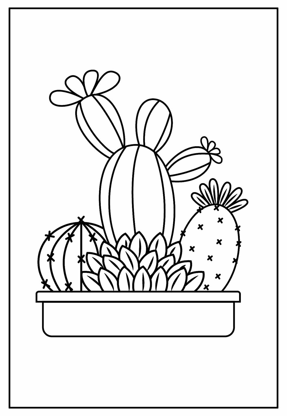 Desenho de Cactos para pintar e colorir