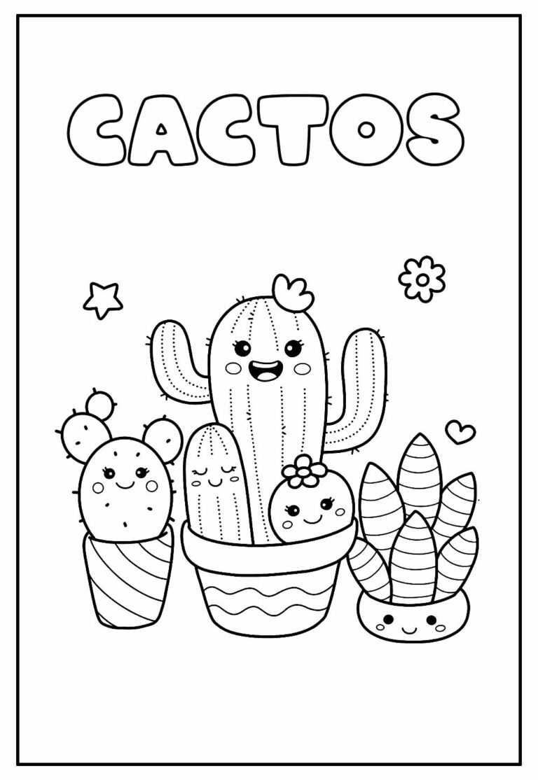 Desenhos de Cactos para colorir - Bora Colorir