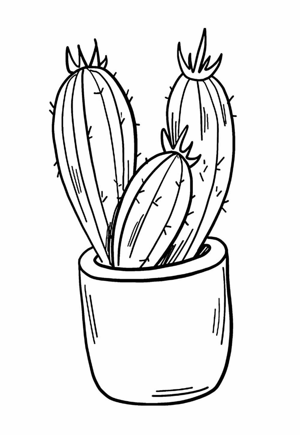 Desenho de Cacto no Vaso para colorir