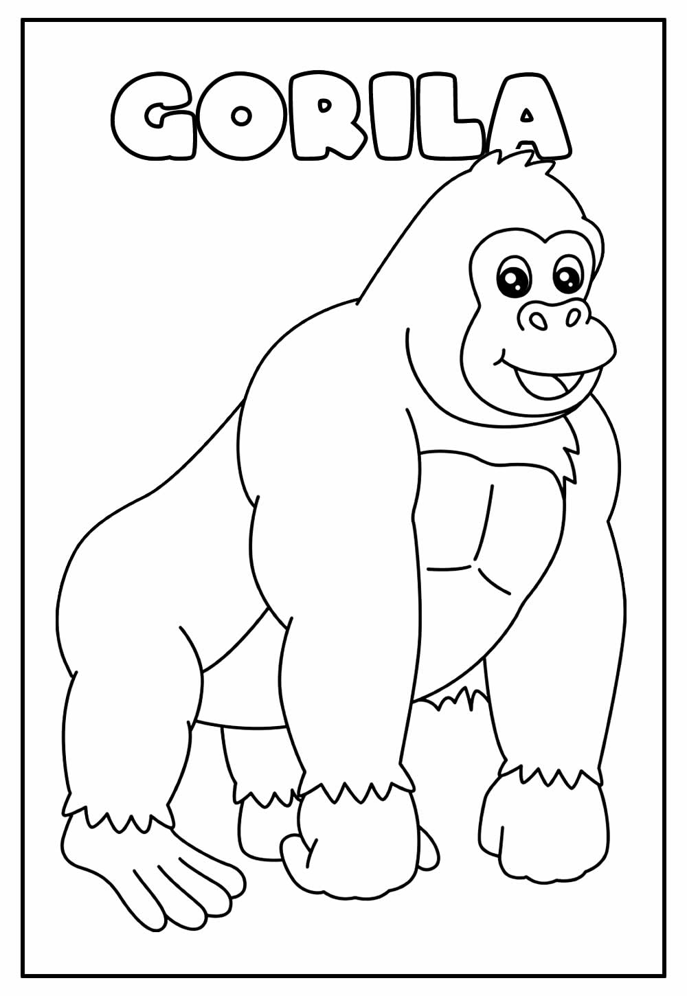 Desenho Educativo de Gorila para colorir