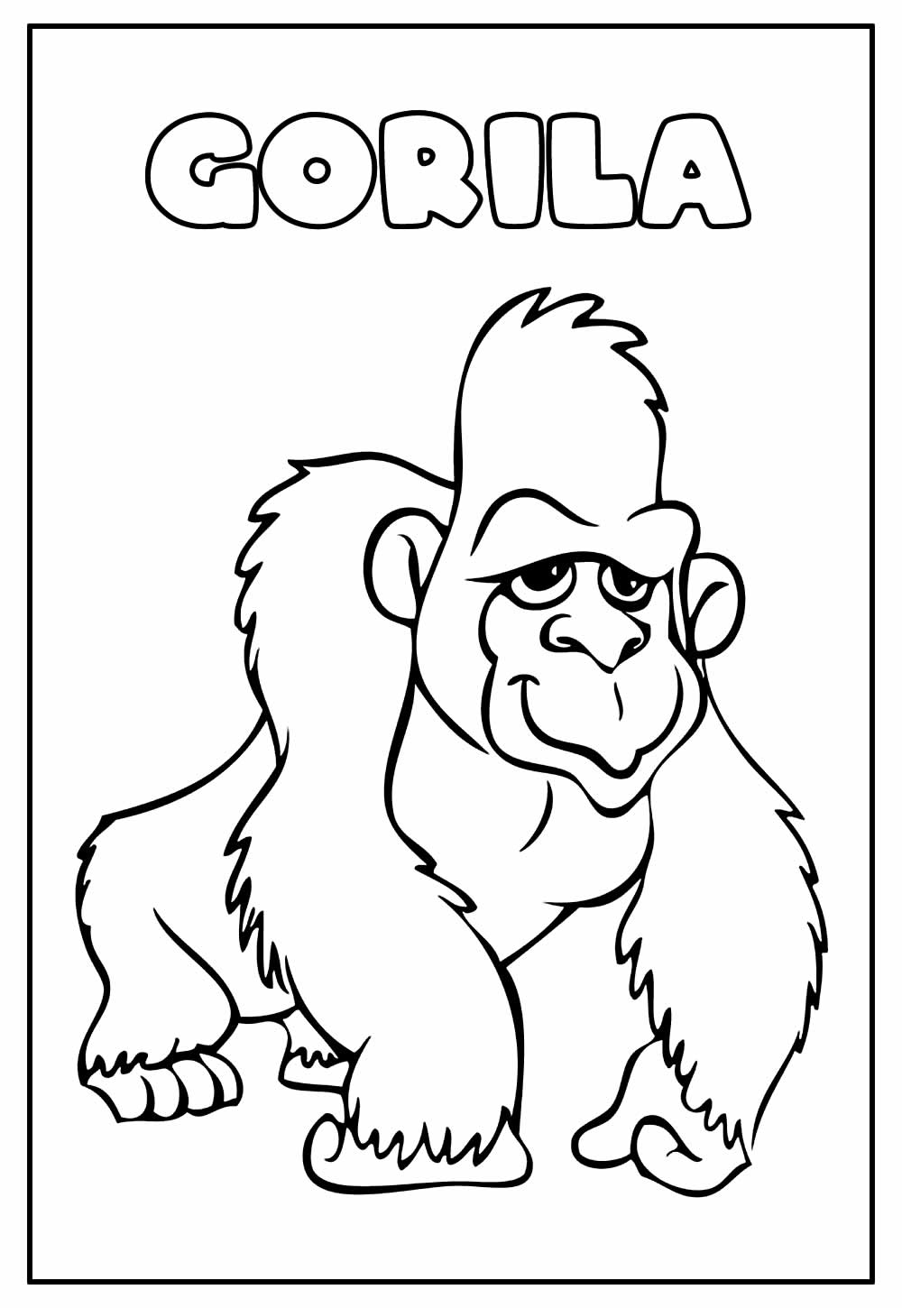 Desenho Educativo de Gorila para colorir