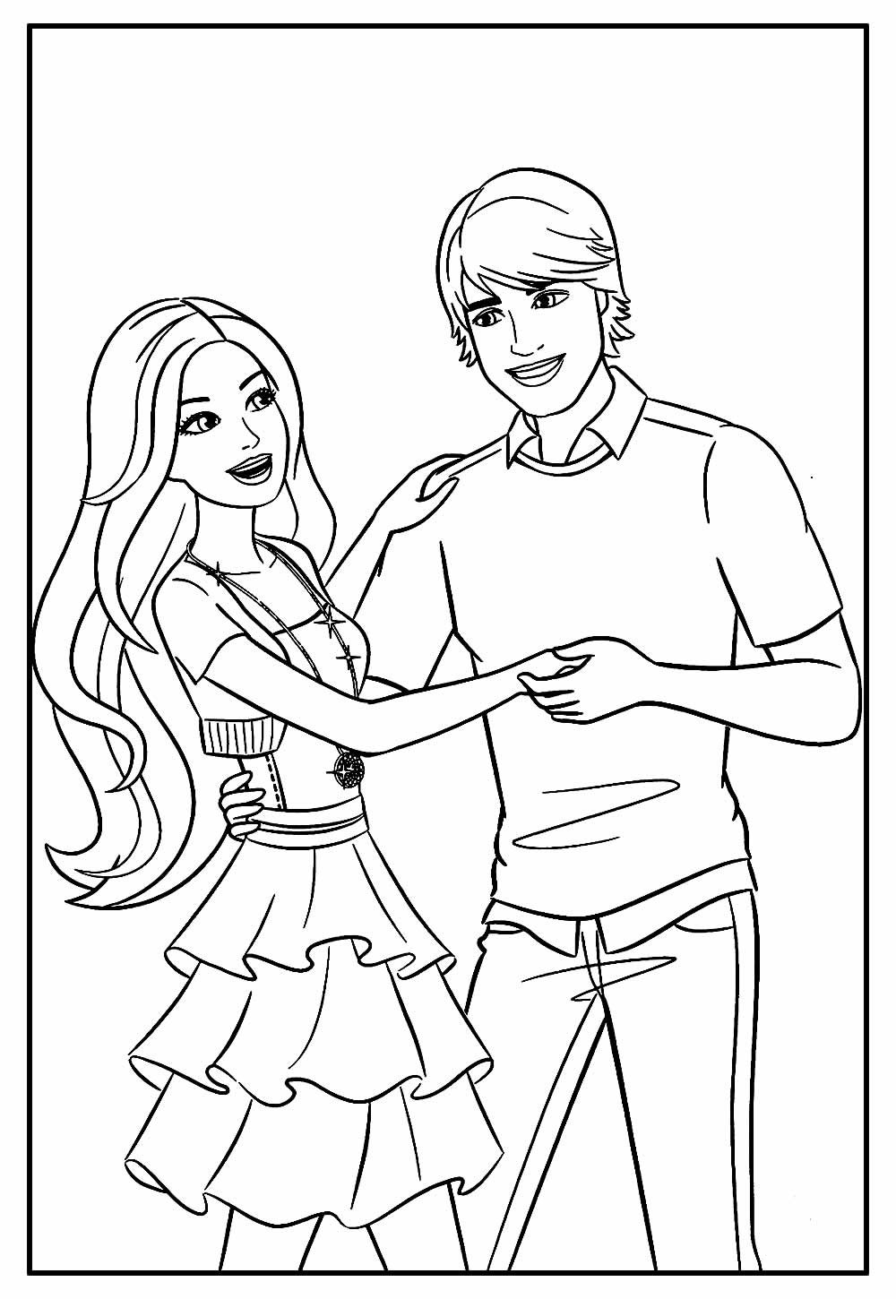 Ken e a Barbie para colorir