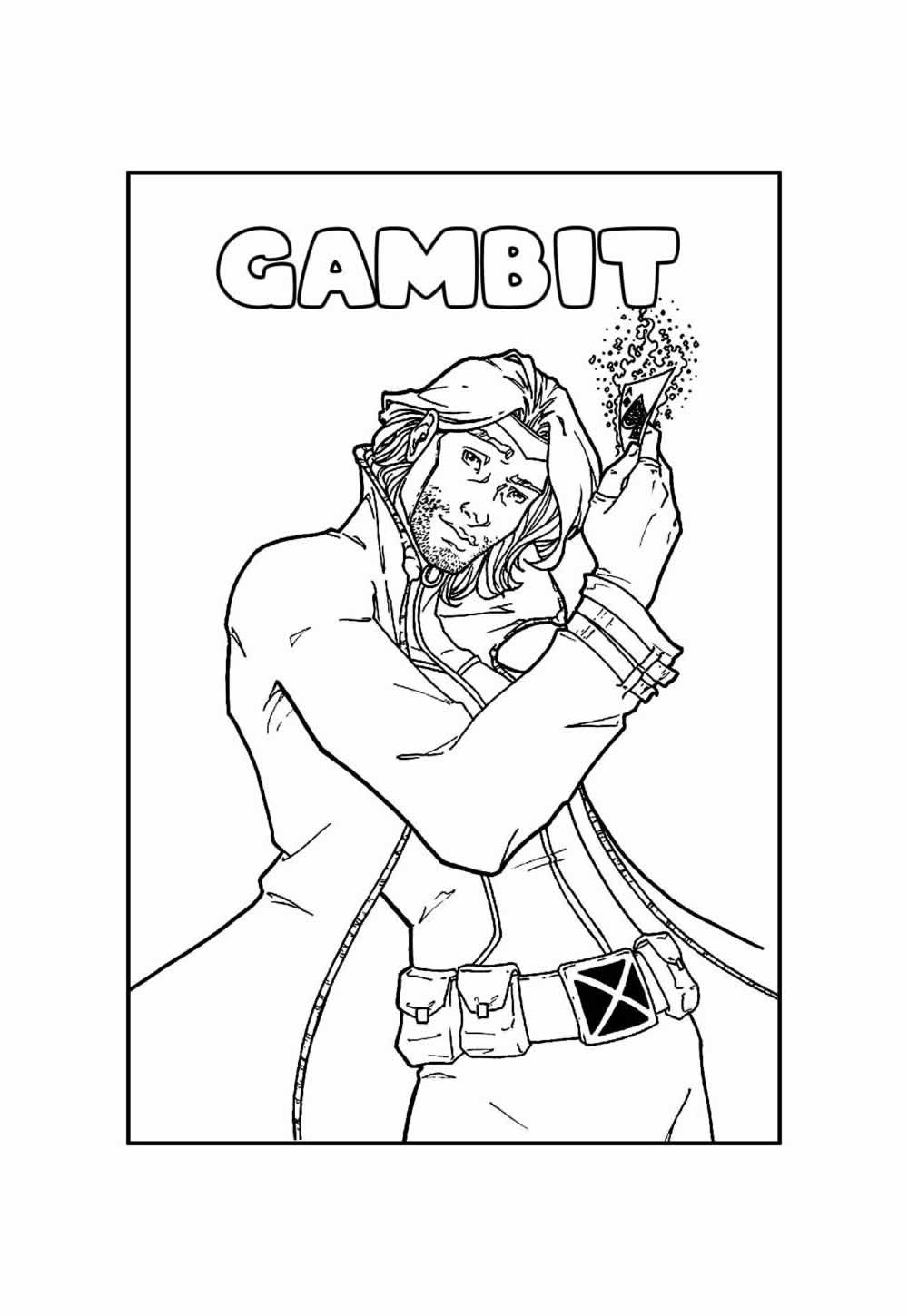 Desenho Educativo de Gambit para pintar