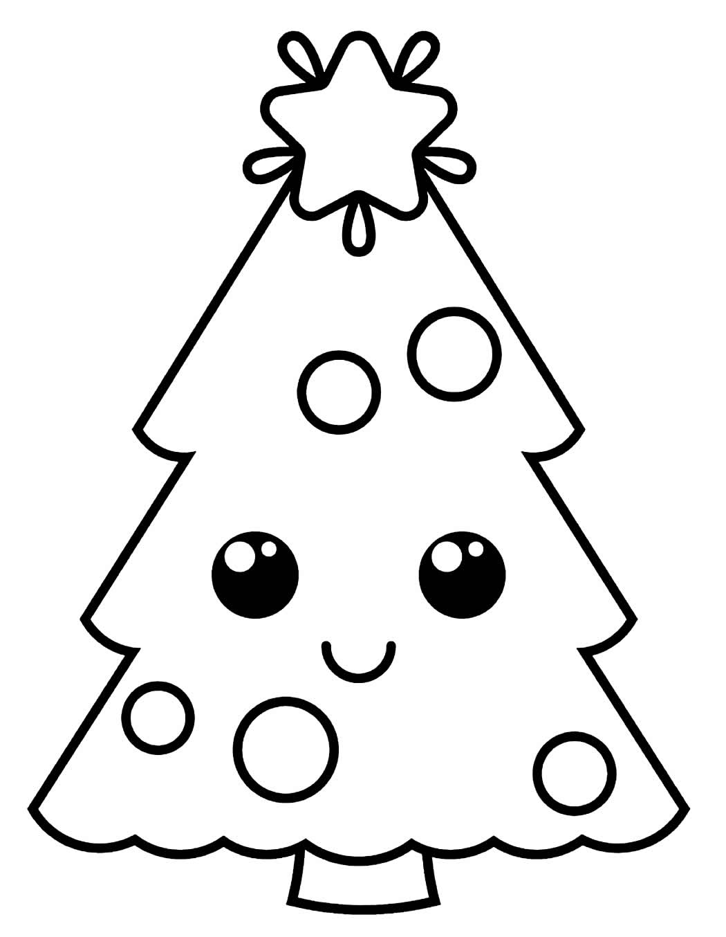 Desenho para colorir árvore de Natal : Árvore de Natal engraçada e  sorridente 11